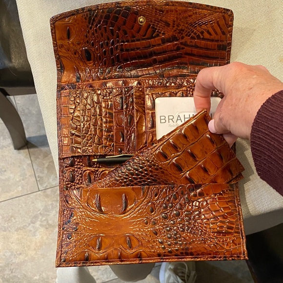 Brahmin Tan Crocodile Embossed Cordelia Checkbook Wallet - Picture 3 of 9